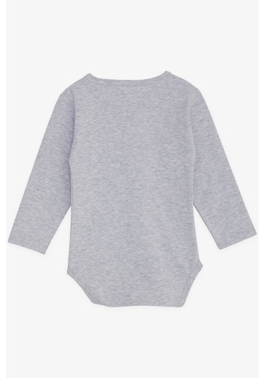 Breeze Erkek Bebek Çıtçıtlı Zıbın Body Maymuncuk Baskılı 9 Ay-3 Yaş, Açık Gri Melanj