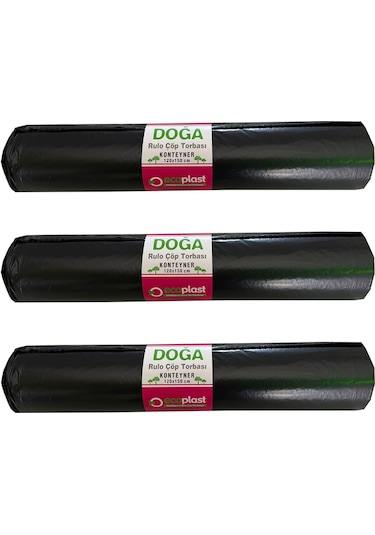 Doğa 240 L Siyah Hantal Konteyner Çöp Torbası 700 G 3 x 10'lu 120 x 150 CM