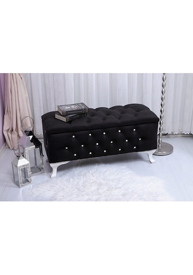 Ultra Lüks Ayak Ucu Sandıklı Puf Bench Kahve