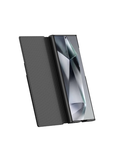 Galaxy Uyumlu S24 Ultra Kılıf Kamera Korumalı Karbon Tasarım Droga Standlı Kartlıklı Kapaklı Kılıf-siy