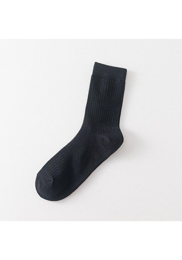 Koyu Gri Klasik Moda Erkek Uzun Tüp Pamuk Spor Uzun Çorap Koyu Gri