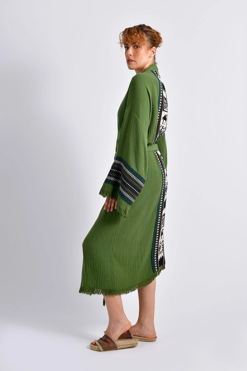 Brandsmithshop Olive Zeytin Yeşili Symbol Nomad Kimono Çok Renkli