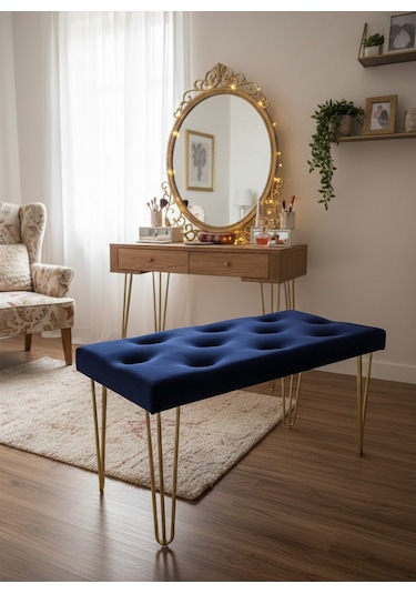 Sergama Bench Sandalye Laciver - Altın