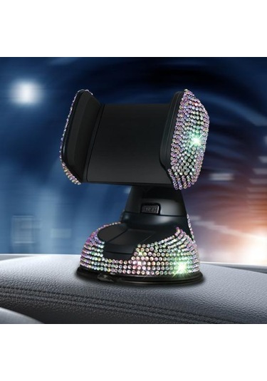 Telefon Desteği 360 Derece Döndürülebilir Süs Elmaslı Araba Gösterge Paneli Cep Telefonu Beyaz