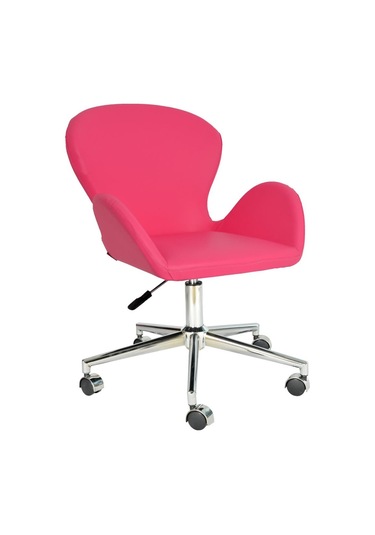 Mobilyakeyfi Bürocci Roberta Metal Ayaklı Çalışma Koltuğu-Pembe Deri-2069A0120
