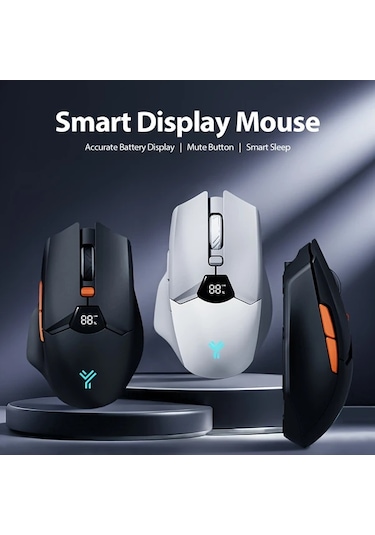 Besthome1 Kablosuz Çift Mod Akıllı Ekranlı Siyah Fare 2.4g Bt 5.1 3 Cihaz Bağlantı 6 Fonksiyon Tuşu Diğer