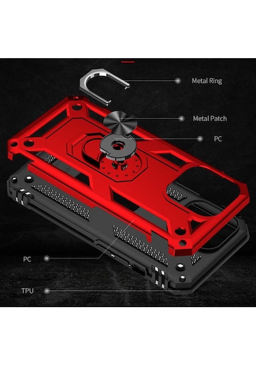 Realme C21 Kılıf Sofya Yüzüklü Standlı Zırhlı Silikon Kılıf