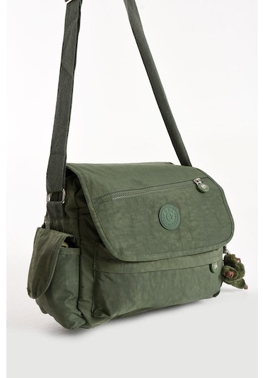 Postacı Okul Çantası Çapraz Askılı Büyük Boy 33 27 Cm Askı Uzunluğu 130 Cm Çok Cepli Kapaklı Omuz Yeşil