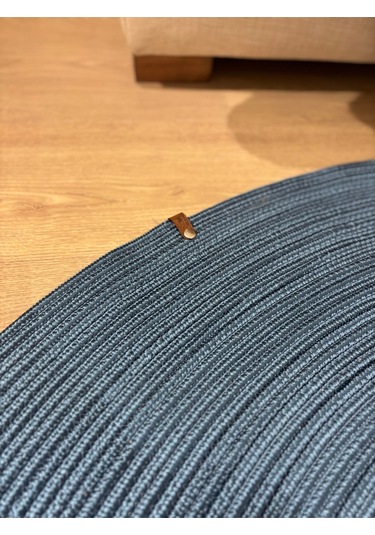 Jüt Yuvarlak Hasır Görünümlü Klasik Halı Kilim Mavi
