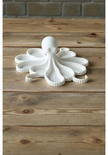 Oxyteez Ahtapot Tasarımlı Dekoratif Stand Beyaz Renk Reçine Tasarım Ev Ve Ofis Dekorasyonu