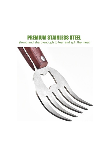 Xiyyadms Paslanmaz Çelik Et Pençesi - Uzun Ahşap Saplı, Kaymaz Tutuşlu, Kolay Temizlenir Bbq Ve Et Ayırma Aleti Diğer