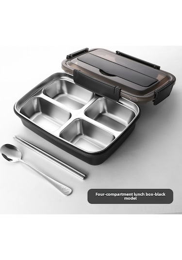 Yifomall 304 Paslanmaz Çelik 4 Bölmeli Termos Yemek Kutusu - Uzun Süre Isı Saklama - Öğrenci Ve Ofis Çalışanı İçin Siyah 2824 Diğer