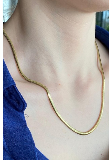 Zümrüt Sarraf 14 Ayar Yeşil Altın Kadın Tondo Ezme Zincir Kolye N11.47503