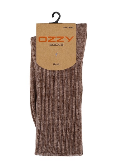 Ozzy Socks Soft Touch Kışlık Kadın Yünlü Uyku Çorabı Kahverengi