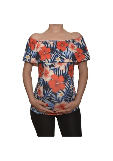 Luvmabelly Maternity 2512 Kayık Yaka Hamile Bluzu Çok Renkli