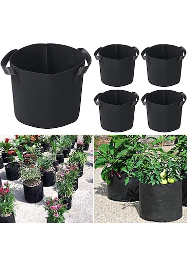 Suofeng 5'li Set 7 Galon Nefes Alabilir Sağlam Dokunmamış Kumaş Bitki Torbaları, Bahçe Ve İç Mekan Dikimi İçin