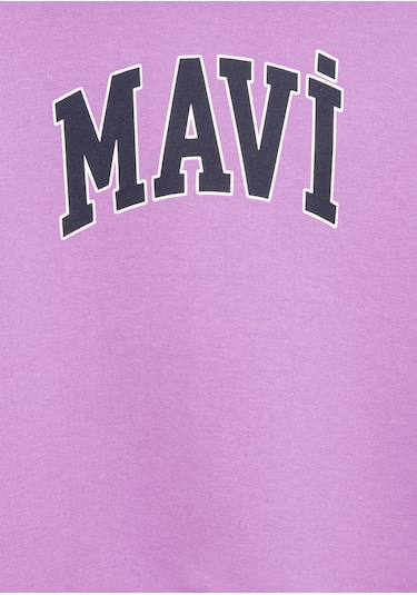 Mavi - Mavi Logo Baskılı Kapüşonlu Mor Sweatshirt 7610035-70586 Mor
