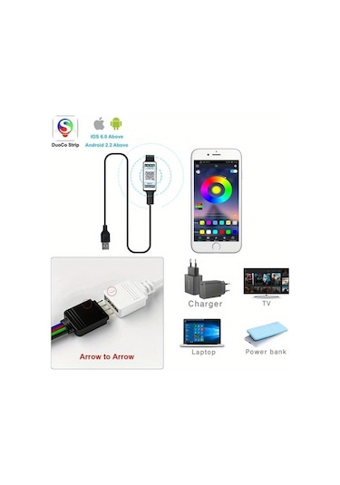 Uzaktan Kumanda Rgb5050 Müzik Sync Esnek 5 V Lamba 44key -15m