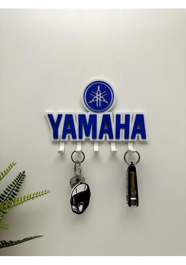 3d Baskı Dekoratif Yamaha Model Motorcu Anahtar Askılığı Beyaz - Mavi
