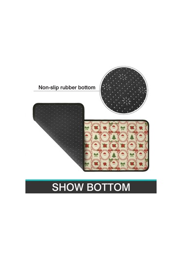 Noel Desenli 2'li Mutfak Matı, Anti-yorgunluk, Yastıklı Ve Kaymaz, Mutfak Ve Ofis İçin Noel Baba Noel Gülü