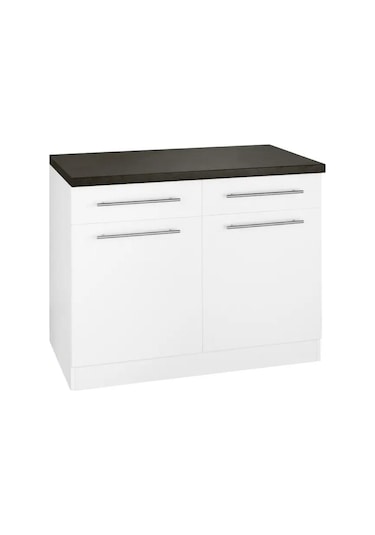 Vera Mutfak 2 Çekmeceli 2 Kapaklı Alt Modül -100 Cm - Çok Amaçlı Dolap -tezgah Dahil Antrasit