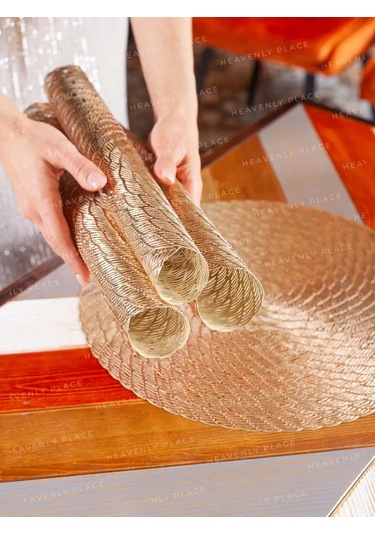 Heavenly Place Yuvarlak Bardak Altlığı Seti 4 Adet Peçete - Çarşaflı, Servis İçin 184988956 Altın Rengi