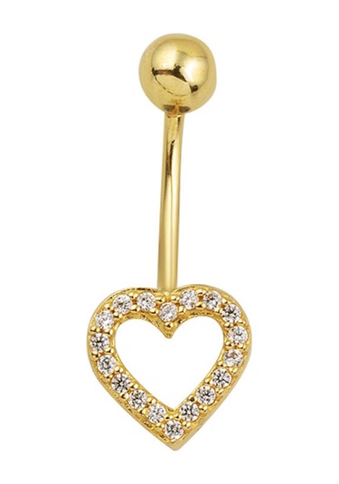 Bilezikci Kalp 14 Ayar Altın Kadın Göbek Piercing Sarı