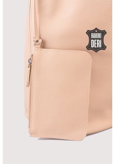 Hakiki Deri Kadın Omuz Çantası Pudra Smr9199 Pudra