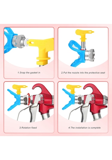 Xurunkeji 4 Adet Havasız Boya Nozulu Seti, Tersinir Püskürtme Uçları Havasız Boya Püskürtme Nozulu Uçları Havasız Püskürtme Makinesi