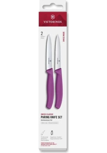 Victorinox 6.7795.2c1 Swiss Classic 2li 10cm Soyma Bıçağı Set, Mor Mor