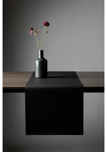 Yunusoğlu Home Siyah Şık Masa Runnerı 50x150 Cm Modern Ve Zarif Masa Örtüsü Runner Siyah