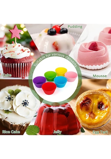 Muffin Silikon Mini Kek Kalıbı-24 Adet Muffin Kapsül Renkli Yanmaz Yapışmaz