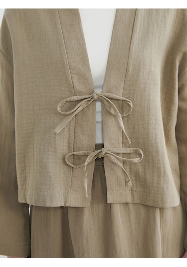 Lc Waikiki Haki Şal Yaka Oversize Kadın Kimono