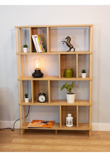 5 Raflı Modern Dekoratif Kitaplık Klasörlük Mutfak Rafı Çok Amaçlı Düzenleyici Raf-safir Meşe Safir Meşe
