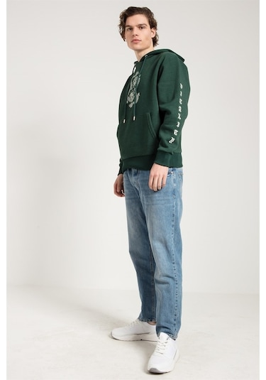 Jahr Marc Dragon Baskılı Yeşil Oversize Erkek Sweatshirt Yeşil