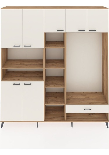 Hyperion Dolap 11 Raflı Tek Çekmeceli 7 Kapaklı 220x44x243 Çam-aytaşı/aytaşı Aytası/aytası