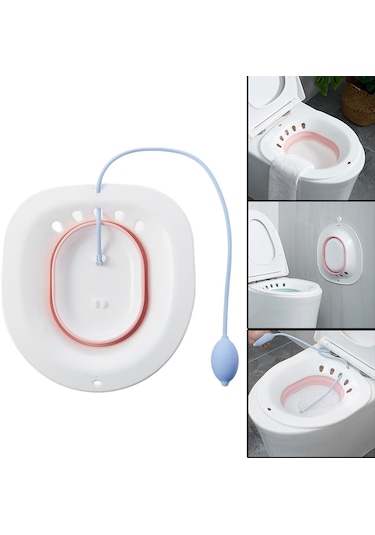 Suntek Sitz Banyo Yıkama Kalça Havzası Katlanır Portatif Bide Pembe+sifon