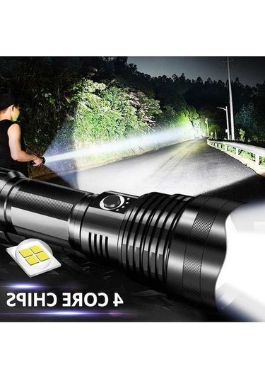 Maoyaya Led Fener Xhp70 Usb Şarj Su Geçirmez Lamba Siyah, Ultra Parlak Led Işık Siyah