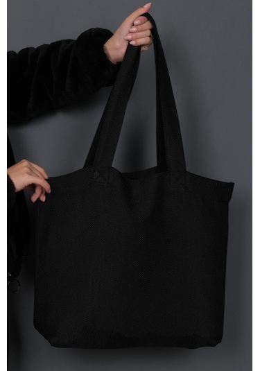 Hasır Dokulu Körüklü Kadın Kol Ve Omuz Çantası Siyah-1413