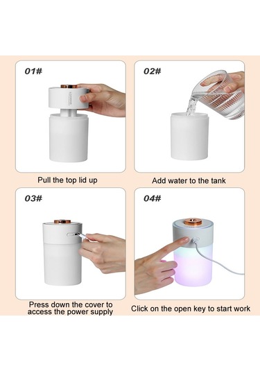 Sones Usb Renkli Bardak Nemlendirici Ev Araba Ortam Işığı Masaüstü Hava Temizleyici Beyaz