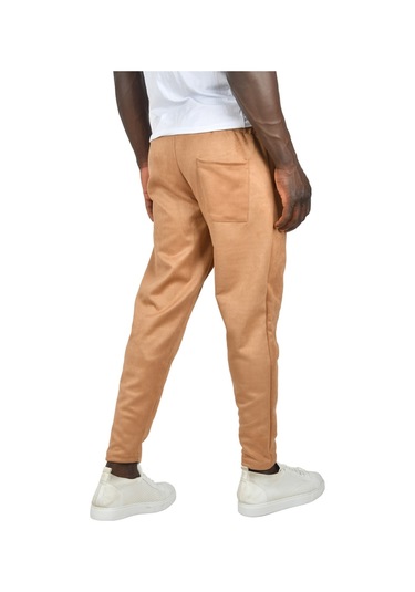 Deepsea Erkek Camel Beli Lastikli Bağcıklı Kırışmayan Süet Kumaş Rahat Kesim Dar Paça Spor Pantolon 2505556 False Camel