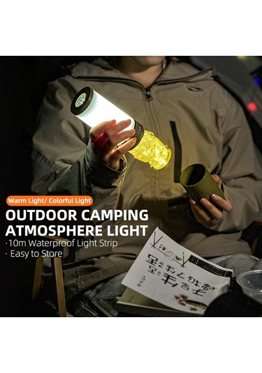 Teltree Kamp Feneri Işıklı Sürekli Işık 5 Modlu El Tutan Led Işık 2200mah Powerbank Ip67 Su Geçirmez Çadır Bahçe Işığı Siyah Siyah