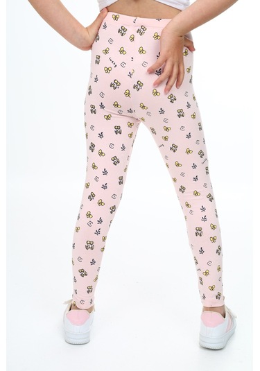 Toontoy Kız Çocuk Baskılı Tayt Pudra