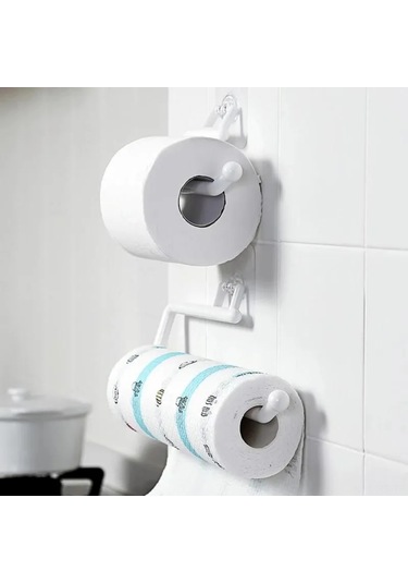 Reedark Küçük Boy Sürekli Montajsız Mutfak Kağıt Havlu Tutucu - Pp Malzeme Beyaz Renkli 14.5x6.3x7.5cm
