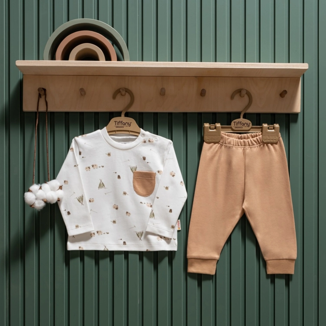 Tiffany Baby Happy Lambs Organik Theme 2'li Takım 33012 Ekru