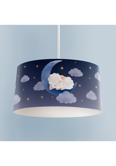 Mekta Home Bebek Ve Çocuk Odası Ayda Uyuyan Kuzu Desenli Avize Renkli