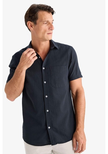 DeFacto %100 Pamuk Regular Fit Yazlık Polo Yaka Keten Görünümlü Kısa Kollu Gömlek D7551AX25SPAR190 DeFacto %100 Pamuk Regular Fit Yazlık Polo Yaka Keten Görünümlü Kısa Kollu Gömlek D7551AX25SPAR190