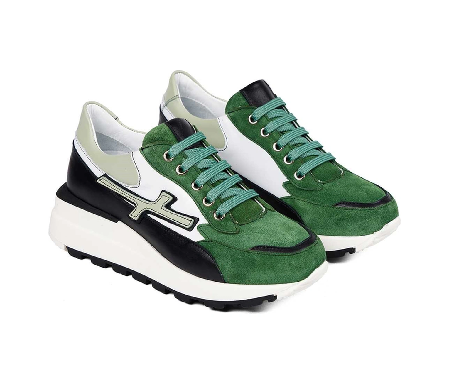 Bestello Bağcıklı Termoplastik Sneaker 101-evaıt-07 Kadın Ayakkabı Yesıl-sıyah