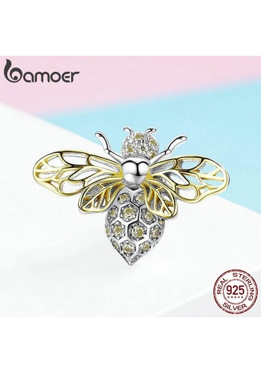 Bamoer Otantik 925 Ayar Gümüş Kristal Arı Boncuk Charms Orijinal Takılar İçin Uygun