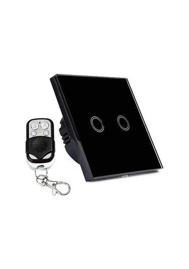 Pazly 86mm 2 Gang Cam Panel Dokunmatik Ev Anahtarı, Rf433 Uzaktan Kumanda, 110v-240v Siyah